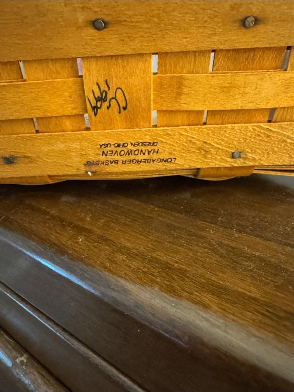 Longaberger Yellow Woven Basket with Handle